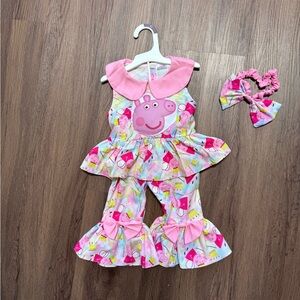 Peppa Pig Toddler Bell Bottom Outfit with Matching Headband